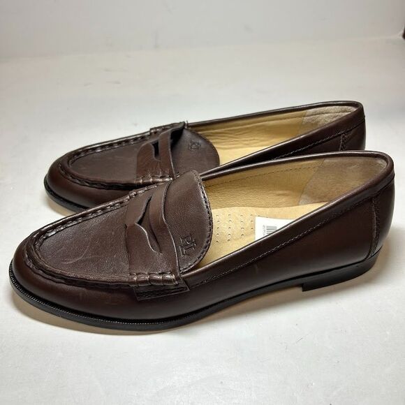 Ralph Lauren Womens 6.5 B Chestnut Brown Leather Slip On Flat Loafers DisplayIE7 - Picture 3 of 7